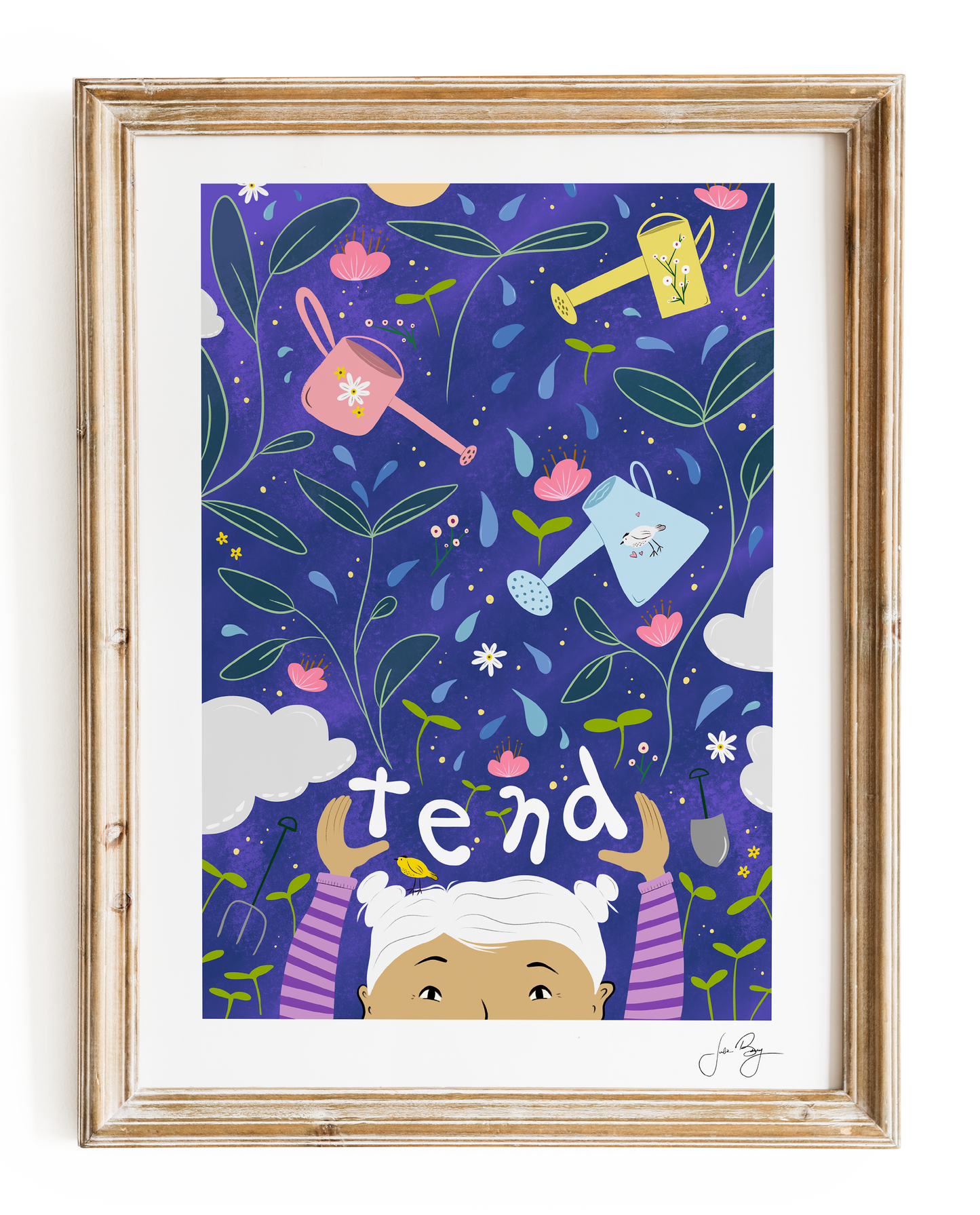 "Tend" Spring Hand-Drawn Eco-Art Print 12x18" (Assorted Colors)