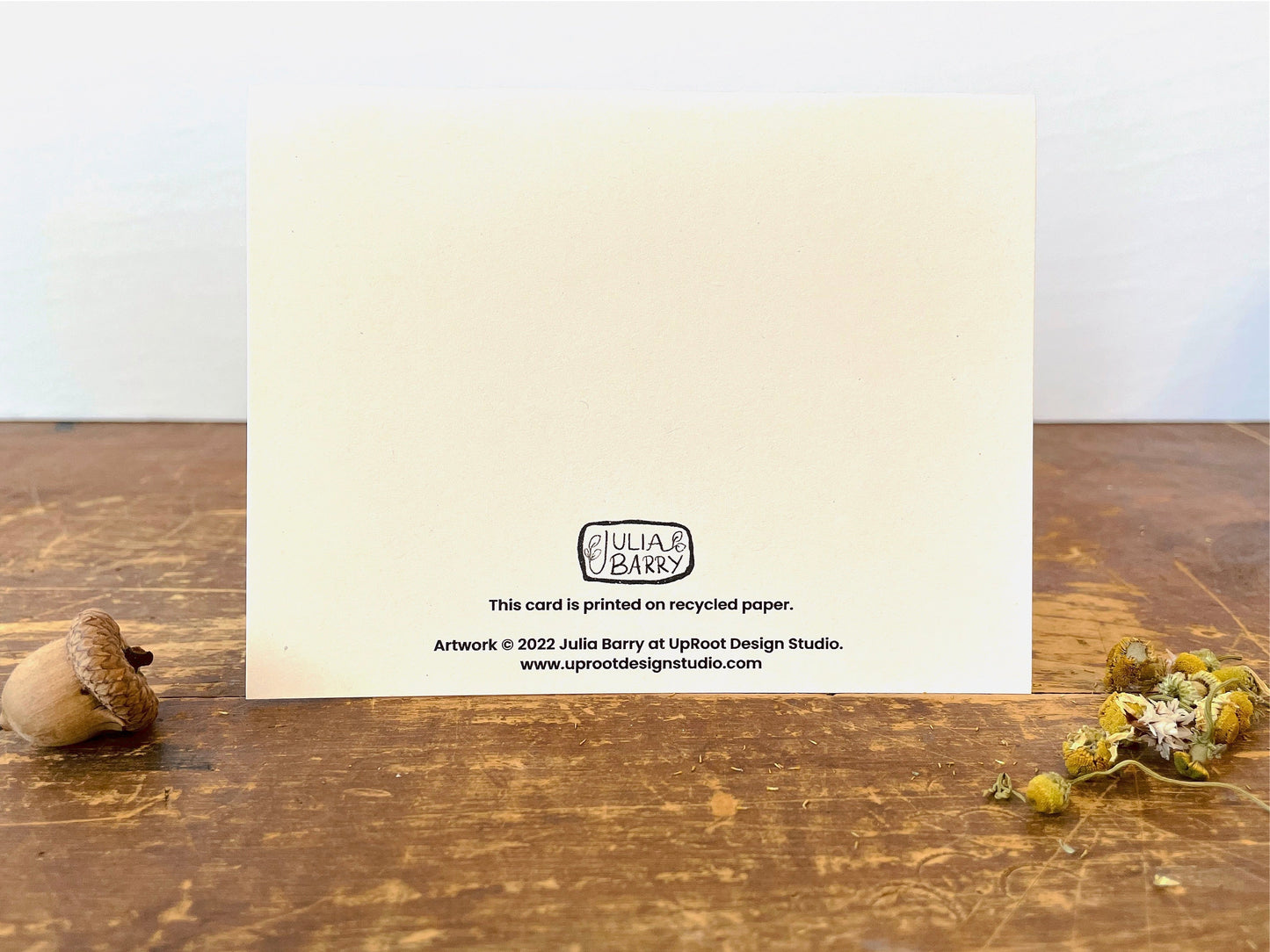 Nordic Frogs on Cattail w. Sun - Recycled Hand-Drawn Eco Greeting Card + Recycled Envelope, Blank inside (Words of Love)