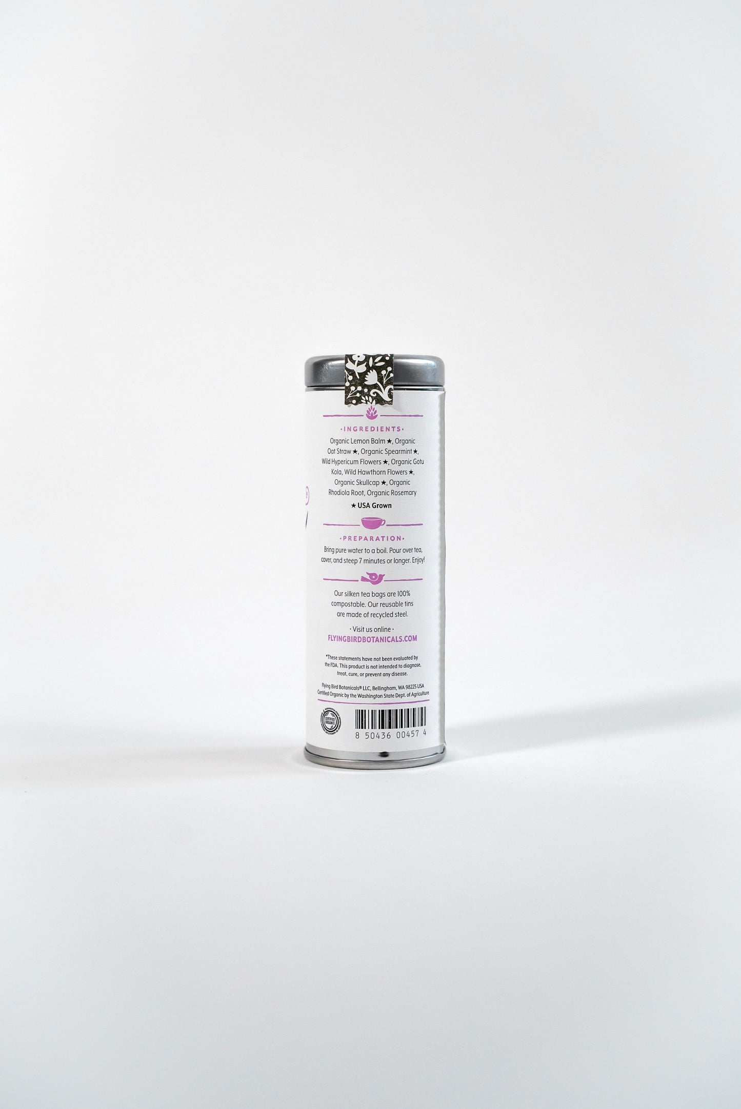 "Peaceful Spirit" Tea Time Tin: 6 Eco-Bags of Organic Tea (Mint, Floral + Lemon, Caffeine-Free)