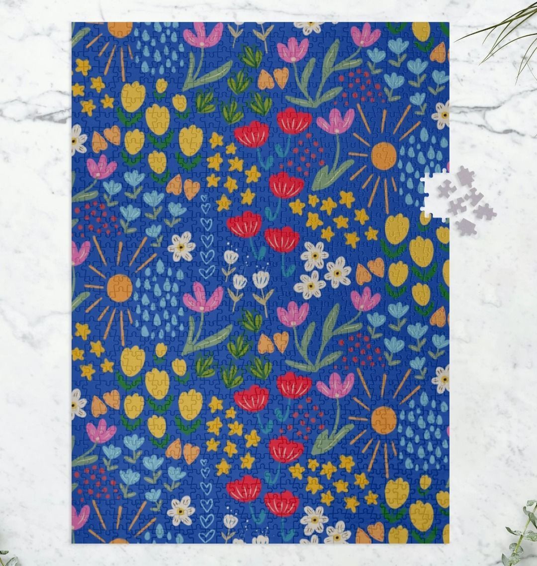Cutie Flower Fields on Blue Recycled Puzzle (Cutie Patootie Collection)