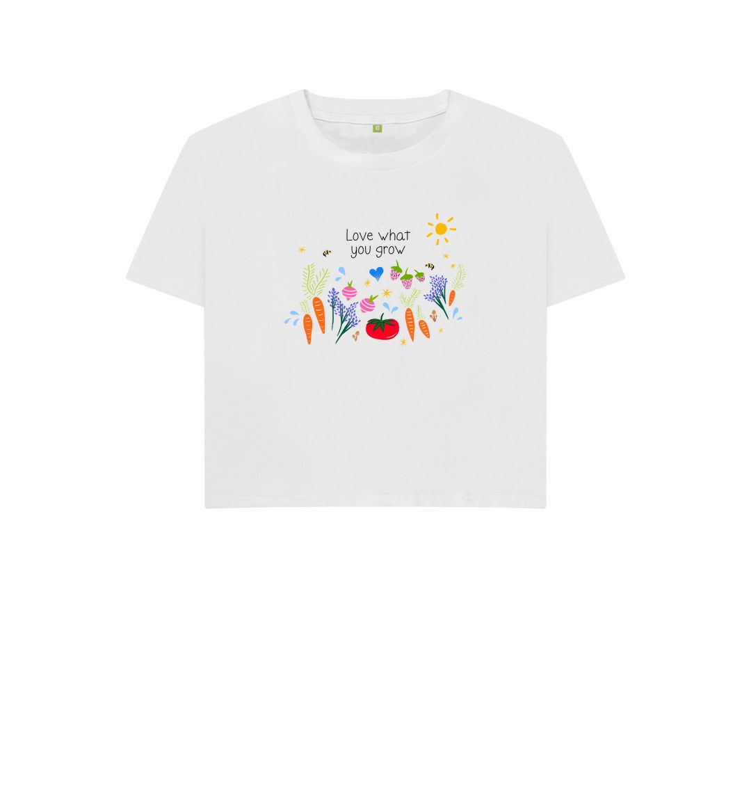"Love What You Grow" Garden Party Boxy T-shirt (white)