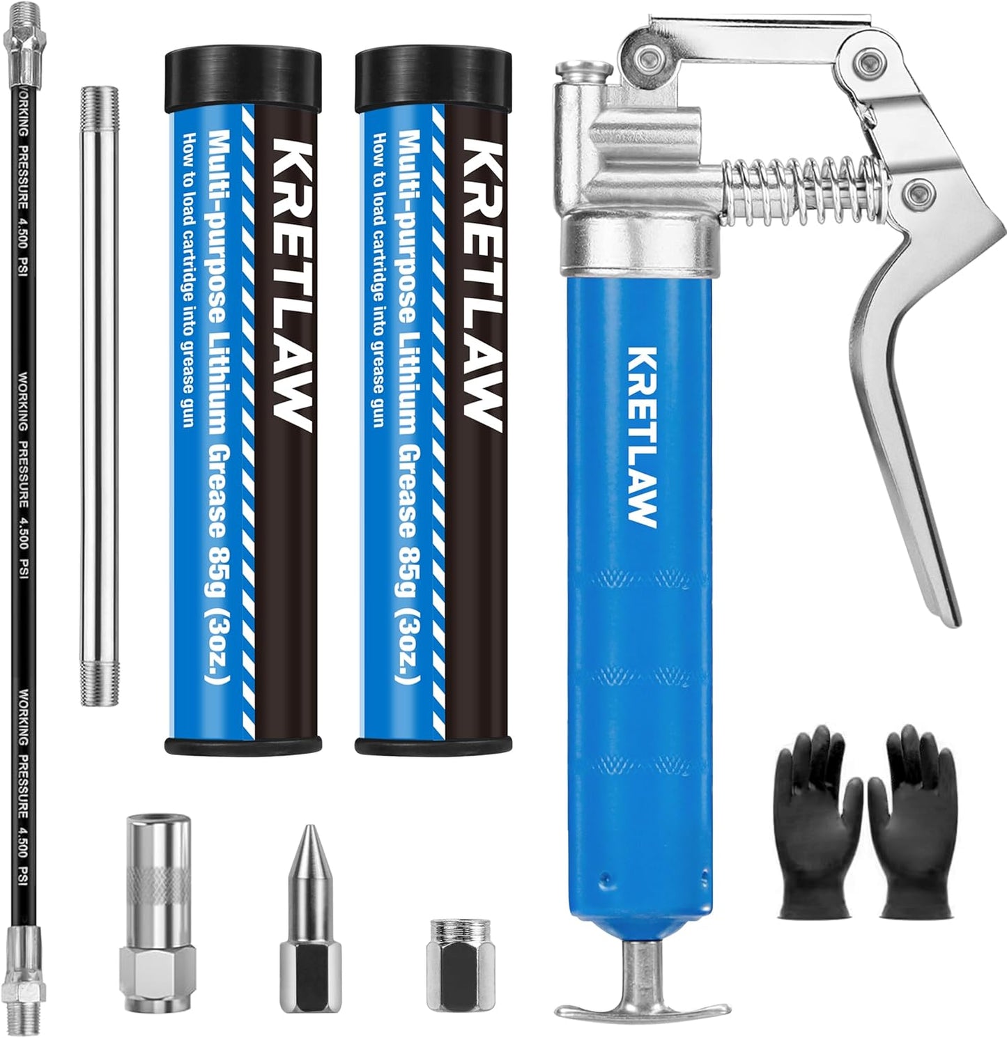 RC BOAT Marine Mini Grease Gun with Double 3oz Cartridge Grease and 12'' Flex Hose, Reinforced Coupler