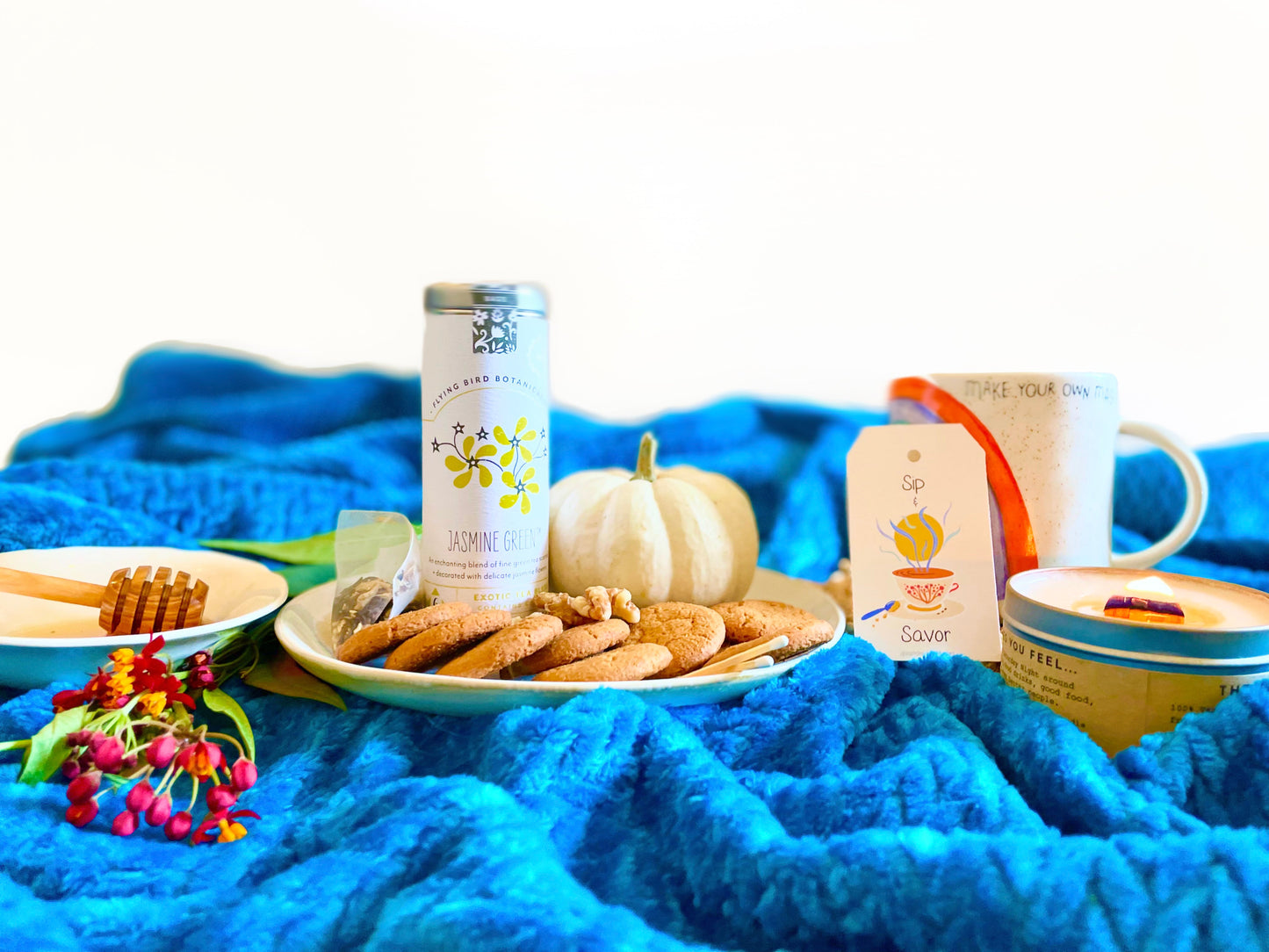 Build Your Own Custom Tea Time Gift Set with Honey and Two Teas + Tea Towel of Your Choice