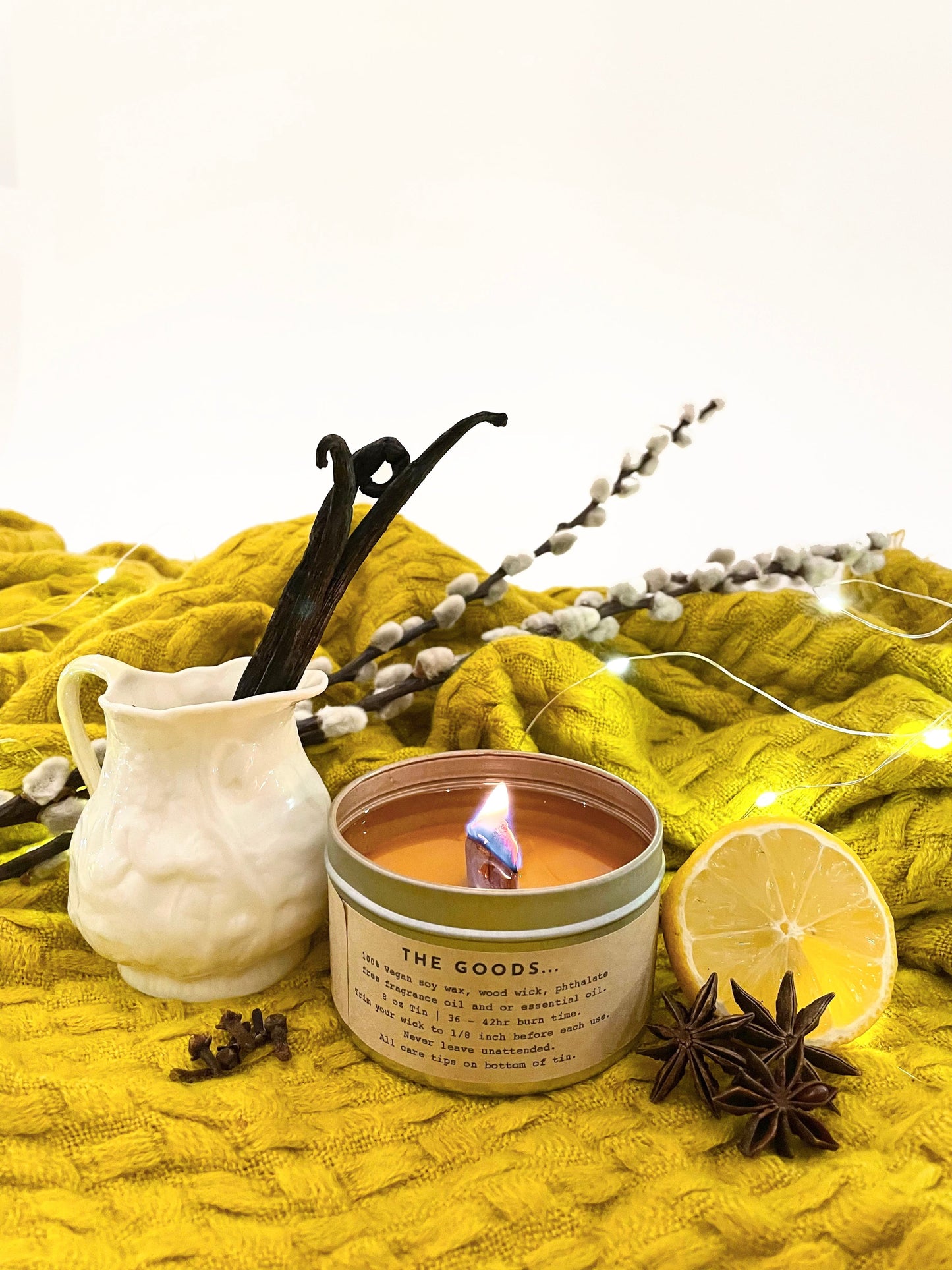 Shine On Candle Relaxation Set: "Sunday Detox" Candle (Bergamot, Anise, White Clove, and Vanilla), Meditation Card + Mindfulness Journal