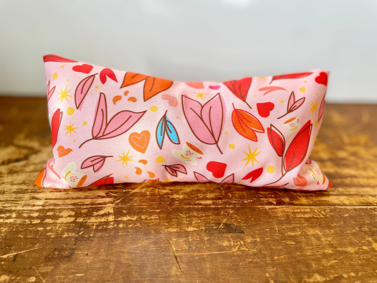 Scented Serenity Eye Pillow - Love Leaves & Teacups on Pink (Love in Bloom Collection)