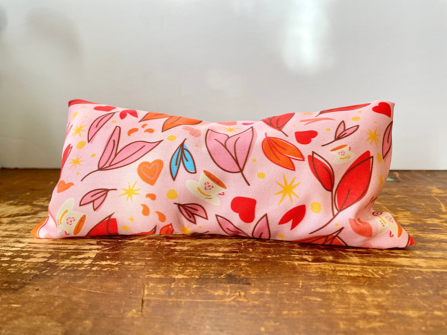 Scented Serenity Eye Pillow - Love Leaves & Teacups on Pink (Love in Bloom Collection)