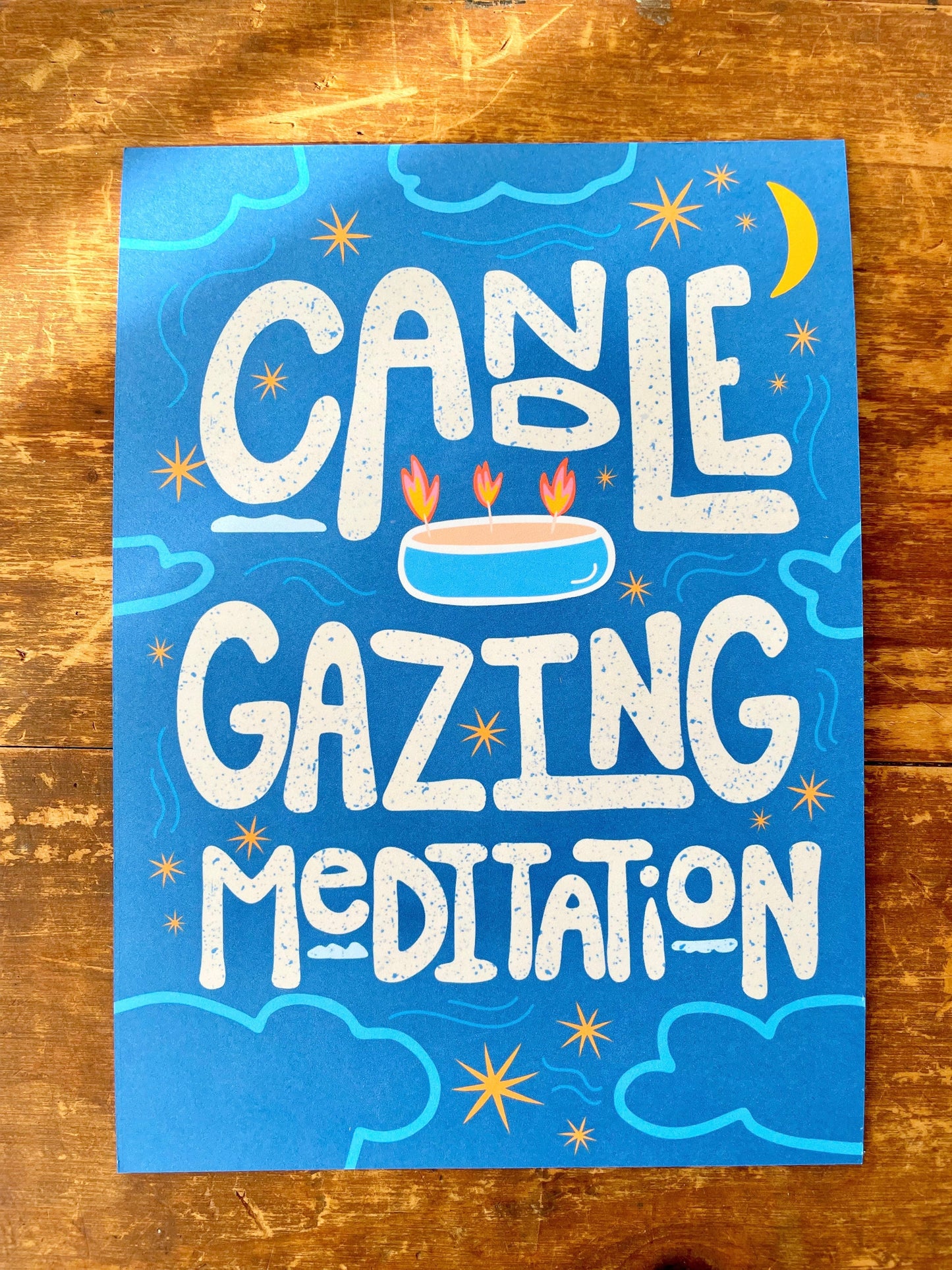 Golden Light Relaxation Set: "Vacation" Scented (Sea Spray + Driftwood + Water Lily) Candle,  Meditation Card + Mindfulness Journal (Grow & Bloom)