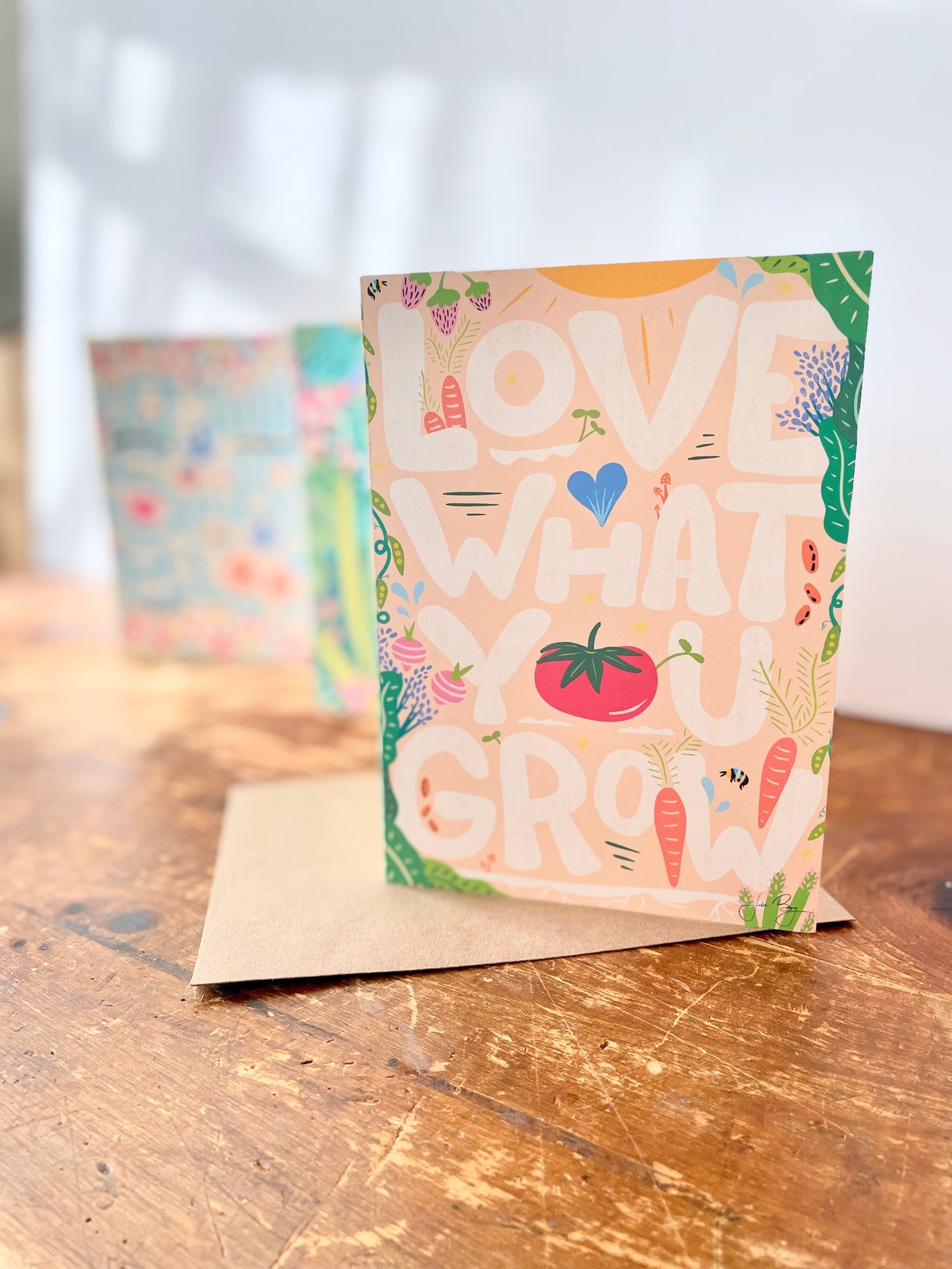 Eco Recycled 4x6 Greeting Cards w. Hand-Drawn Art + Recycled Envelopes, Blank inside - Assorted (Grow & Bloom)