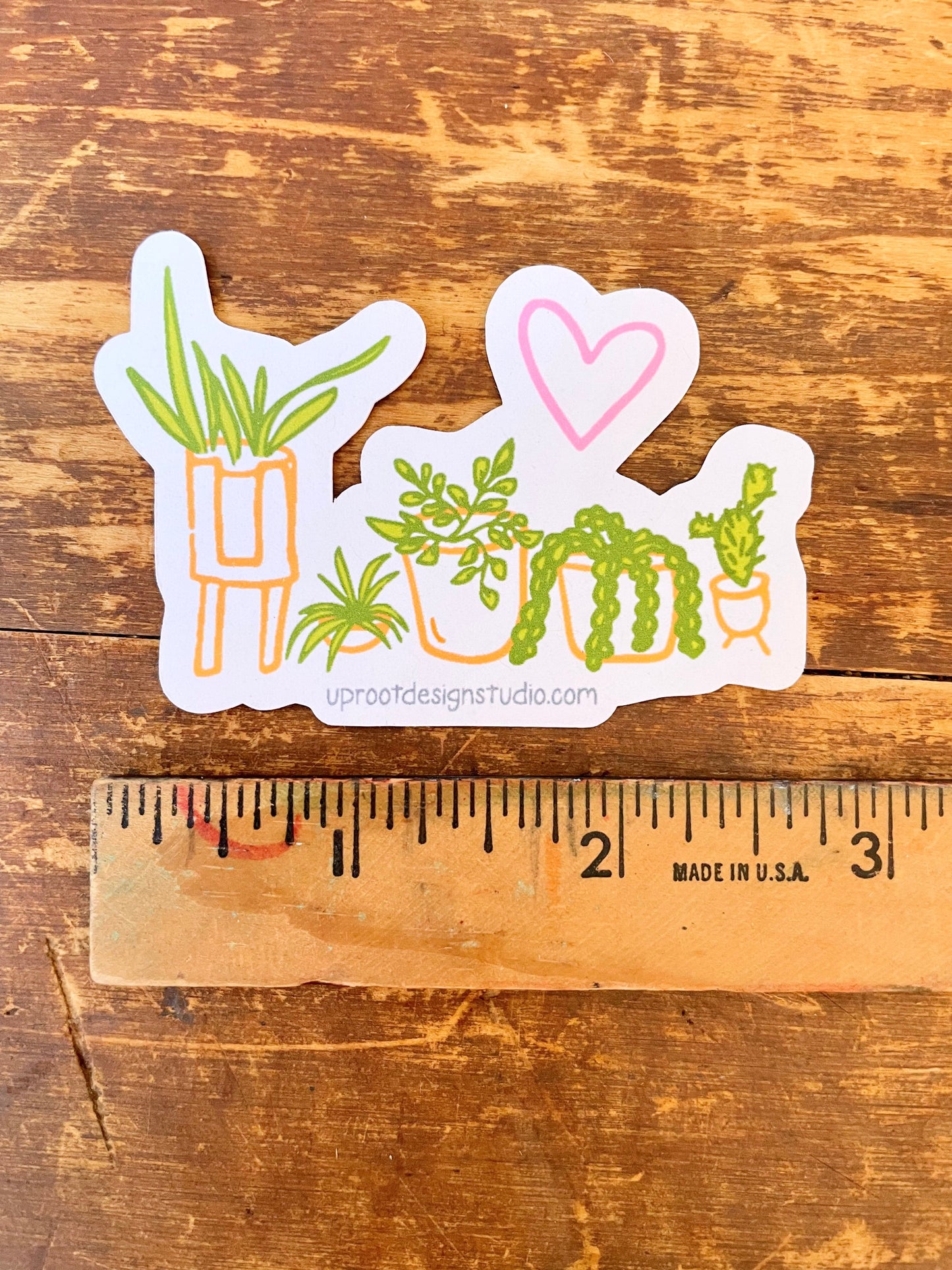 "Plant Mom" Sticker Pouch with Two Whimsical Houseplant Stickers + "Plant Mom" Hand-Lettered Decal Large Sticker