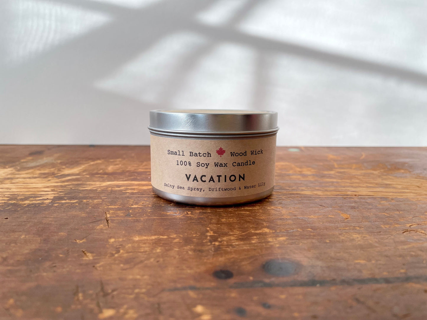 Golden Light Relaxation Set: "Vacation" Scented (Sea Spray + Driftwood + Water Lily) Candle,  Meditation Card + Mindfulness Journal (Grow & Bloom)
