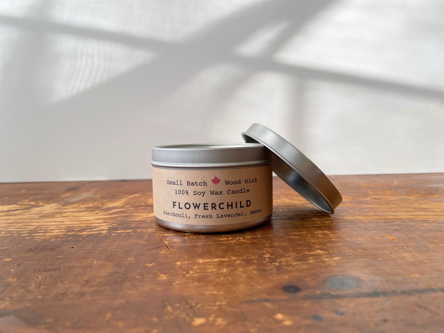 Golden Light Candle Relaxation Set: “Flower Child” Scented (Patchouli, Lavender + Amber) Candle, Meditation Card + Mindfulness Journal (Grow & Bloom)