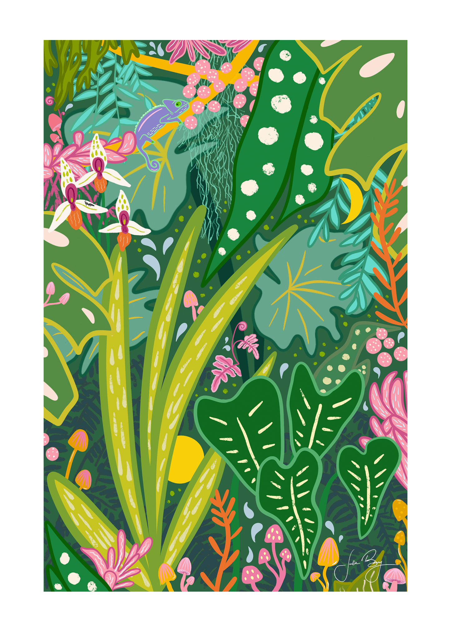 "Into the Jungle" Colorful Eco-Art Print 5x7"