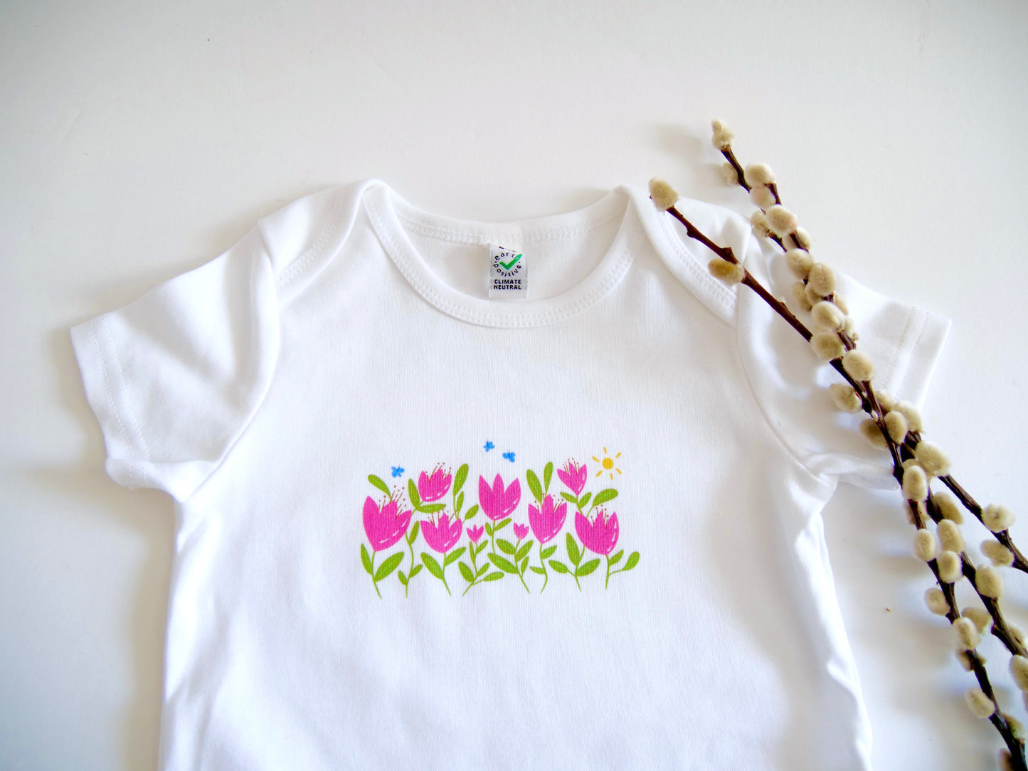 Breezy Tulips Organic Onesie - White (Grow & Bloom)