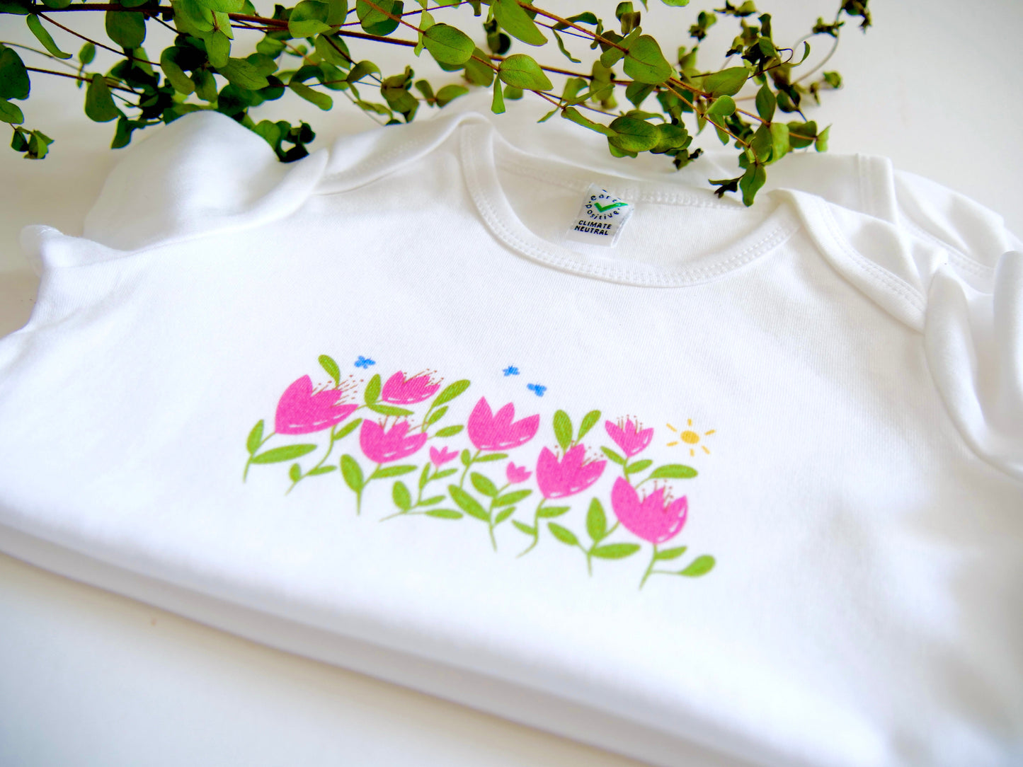 Breezy Tulips Organic Onesie - White (Grow & Bloom)