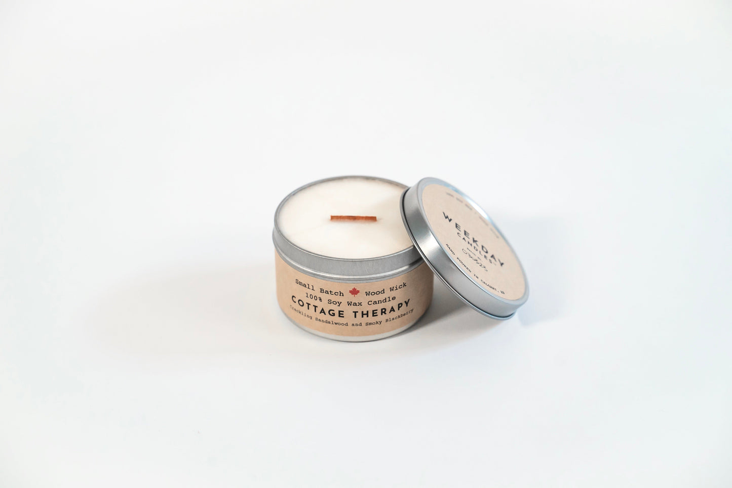 "Cottage Therapy" Soy Crackling Wick Eco-Candle - Crackling Sandalwood & Smoky Blackberry Scent (Shine On / Winter Dreaming)