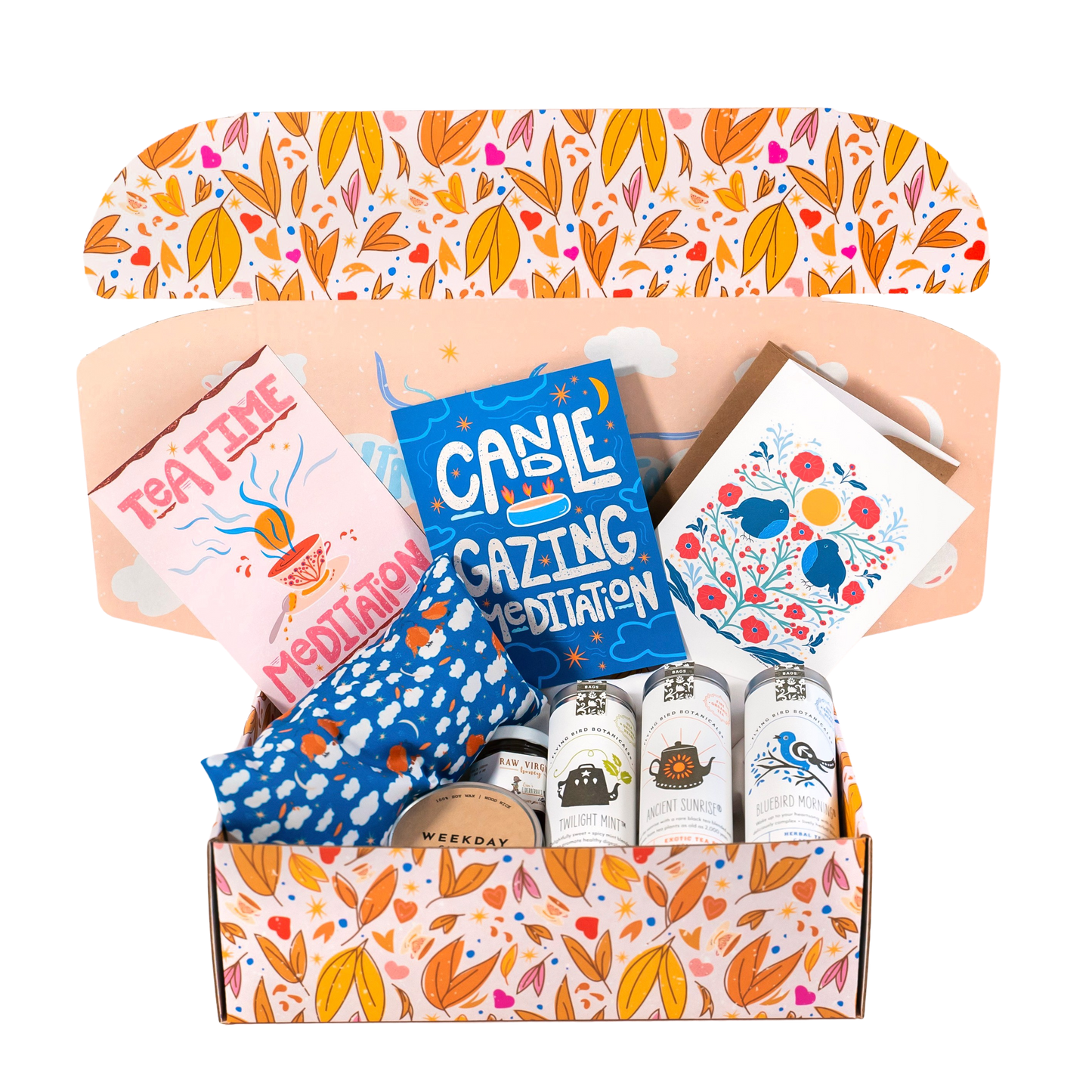 "Winter Wellness" Gift Box: Chamomile Eye Pillow, Uplifting Teas, Honey, Soy Candle & Greeting Card (Winter Dreaming)