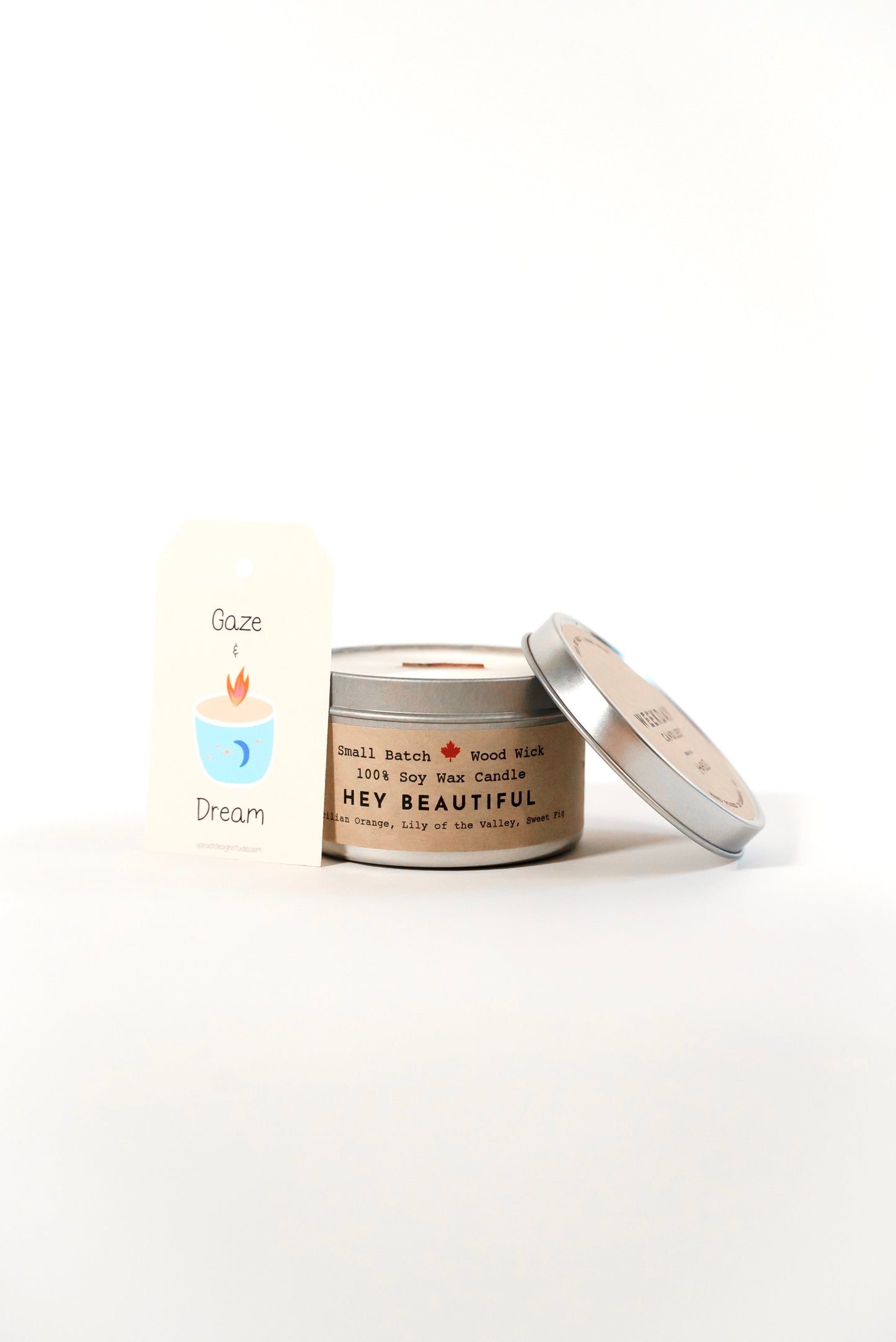 Shine On Candle Relaxation Set: "Hey Beautiful" Candle (Orange, Fig, Lily of the Valley), Meditation Card + Mindfulness Journal