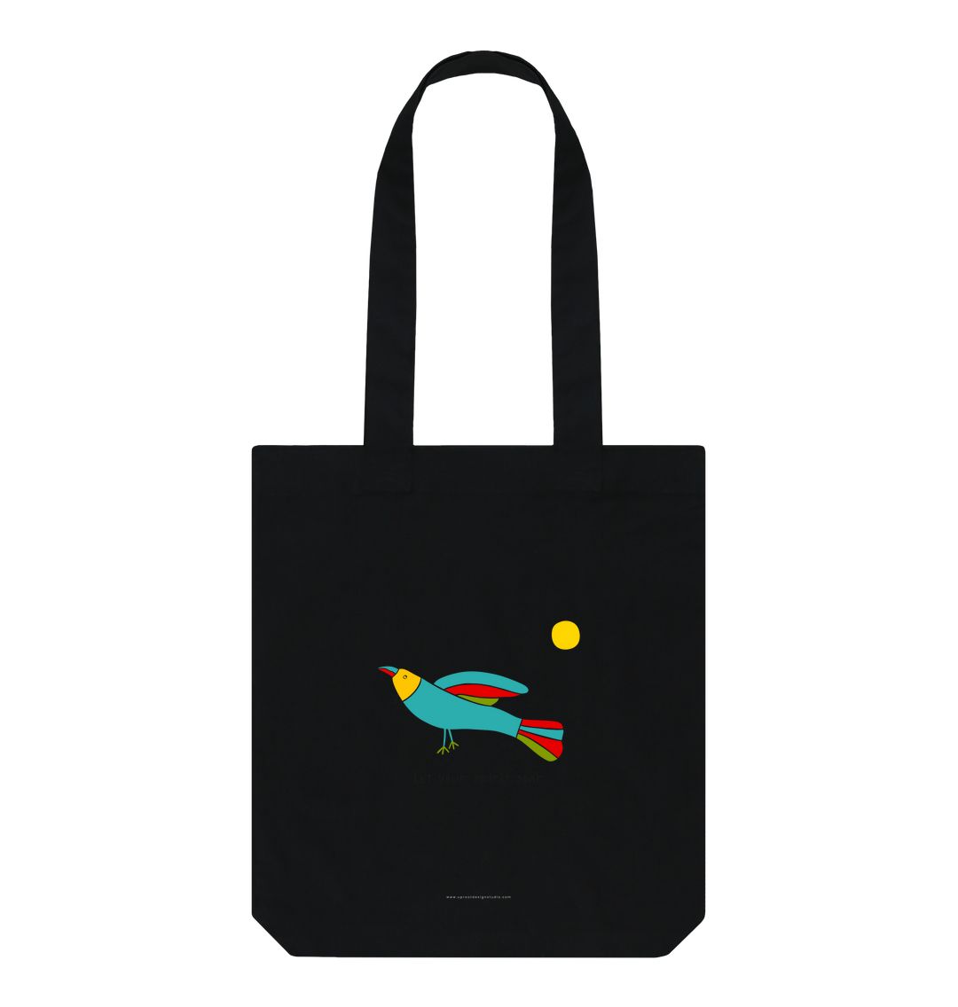 "Let Your Spirit Soar" Tote Bag with Colorful Folk Art Bird & Sun