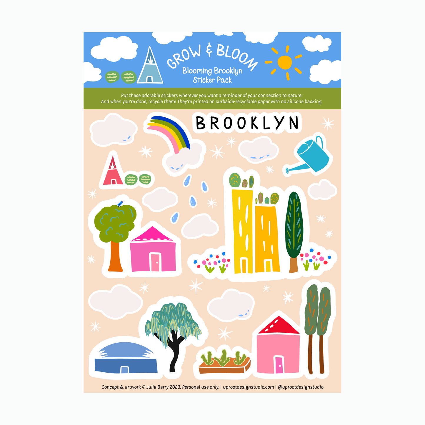 Sticker Sheet of Cute Eco Stickers (Assorted)