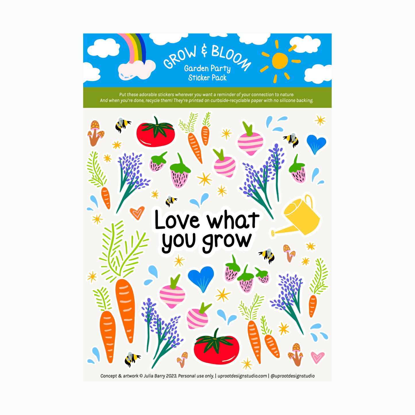 Sticker Sheet of Cute Eco Stickers (Assorted)