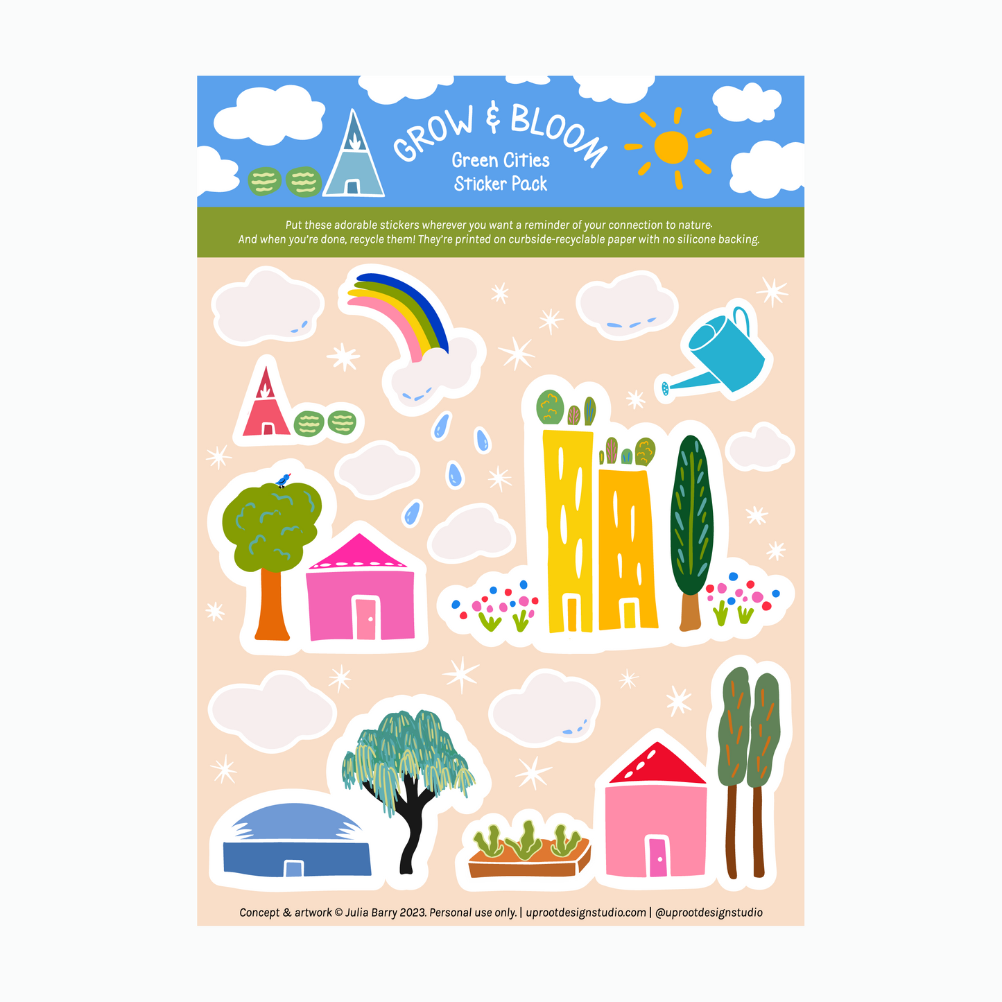 Sticker Sheet of Cute Eco Stickers (Assorted)